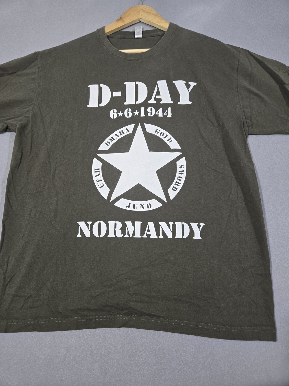 D-Day Normandy XXL Graphic Tee - Olive Green
